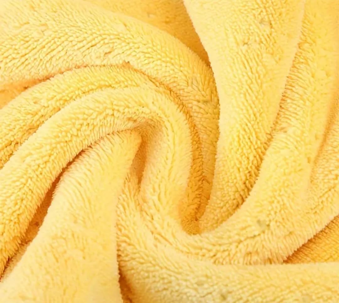 Khillayox Microfiber Coral Fleece Bath Towels 400 Gsm | Texture Luxury Soft Highly Absorbent Bath Towel Quick Dry Bath Towel (Yellow)