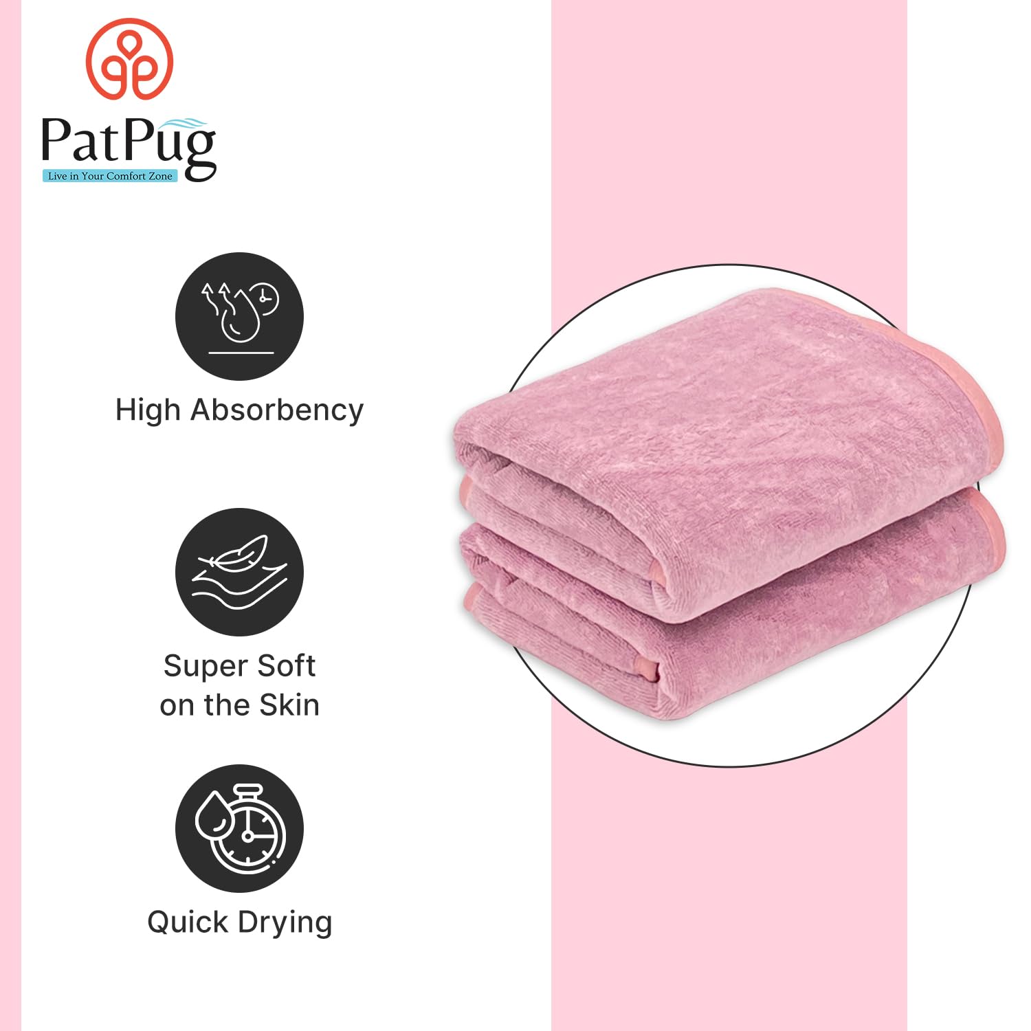 Patpug Ultra Soft Microfiber Hand Towel 400 | Comfortable, Fade Resistant, Highly Absorbent, Quick Drying Towel (Purple) - 2 Piece