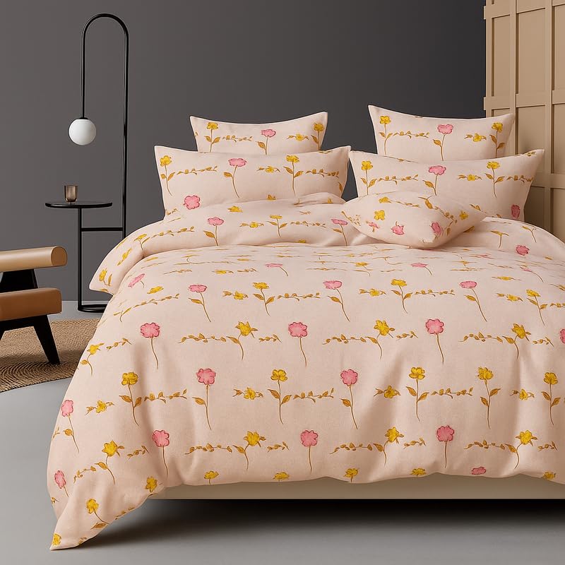 Microfiber Double Bedsheet King Size With 2 Large Size Pillow Covers | Size 108x108+9 Inches, Rose Pink | Perfect For Daily Use, All-Season Use Or Gifting Bedsheet
