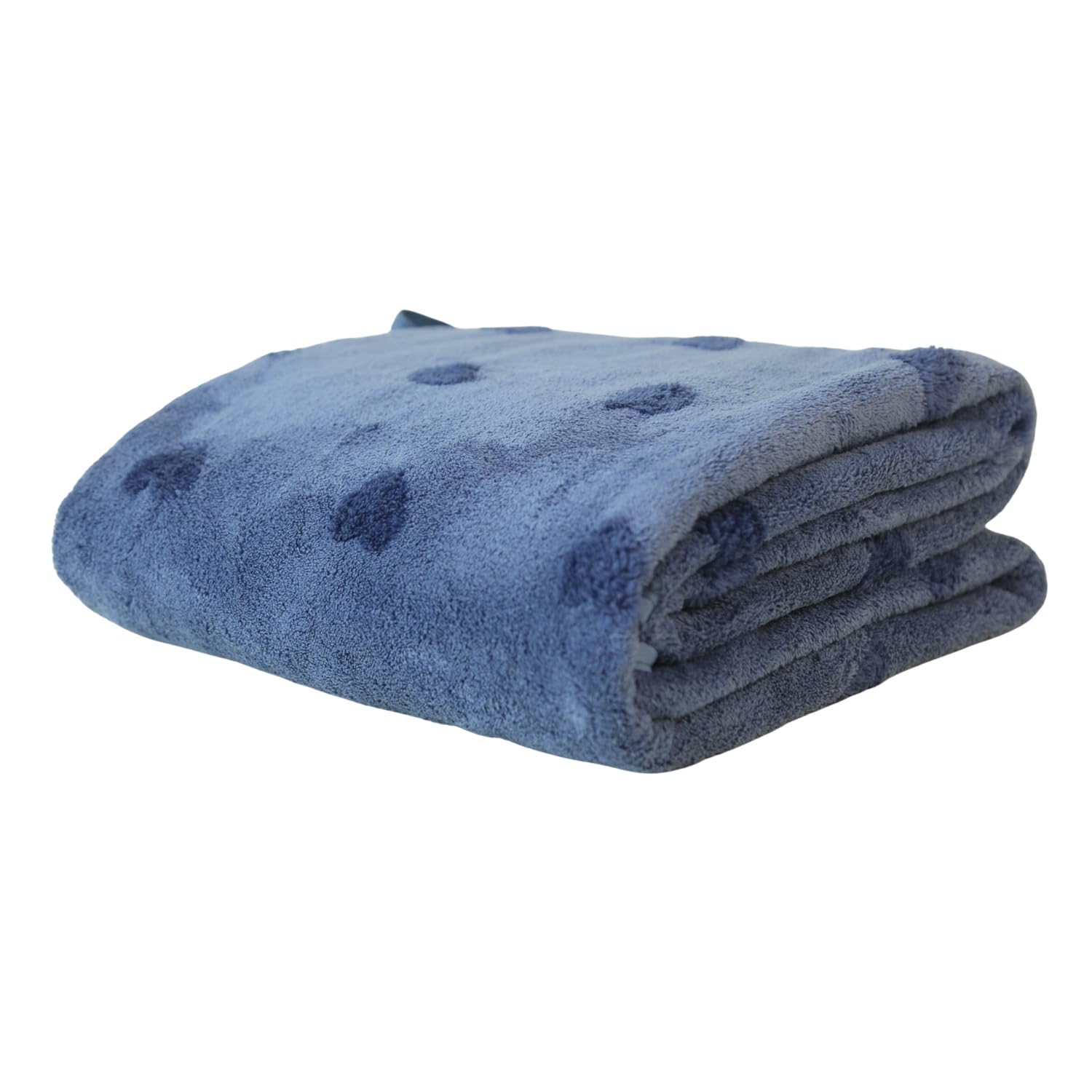 Hanker Ultra Luxury Large Size Plush Bath Towel 500 Gsm | Hearts Pattern Super, Very Soft On Skin, Luxurious Fabric, Pure Polyamide Bath Towel (Blue)
