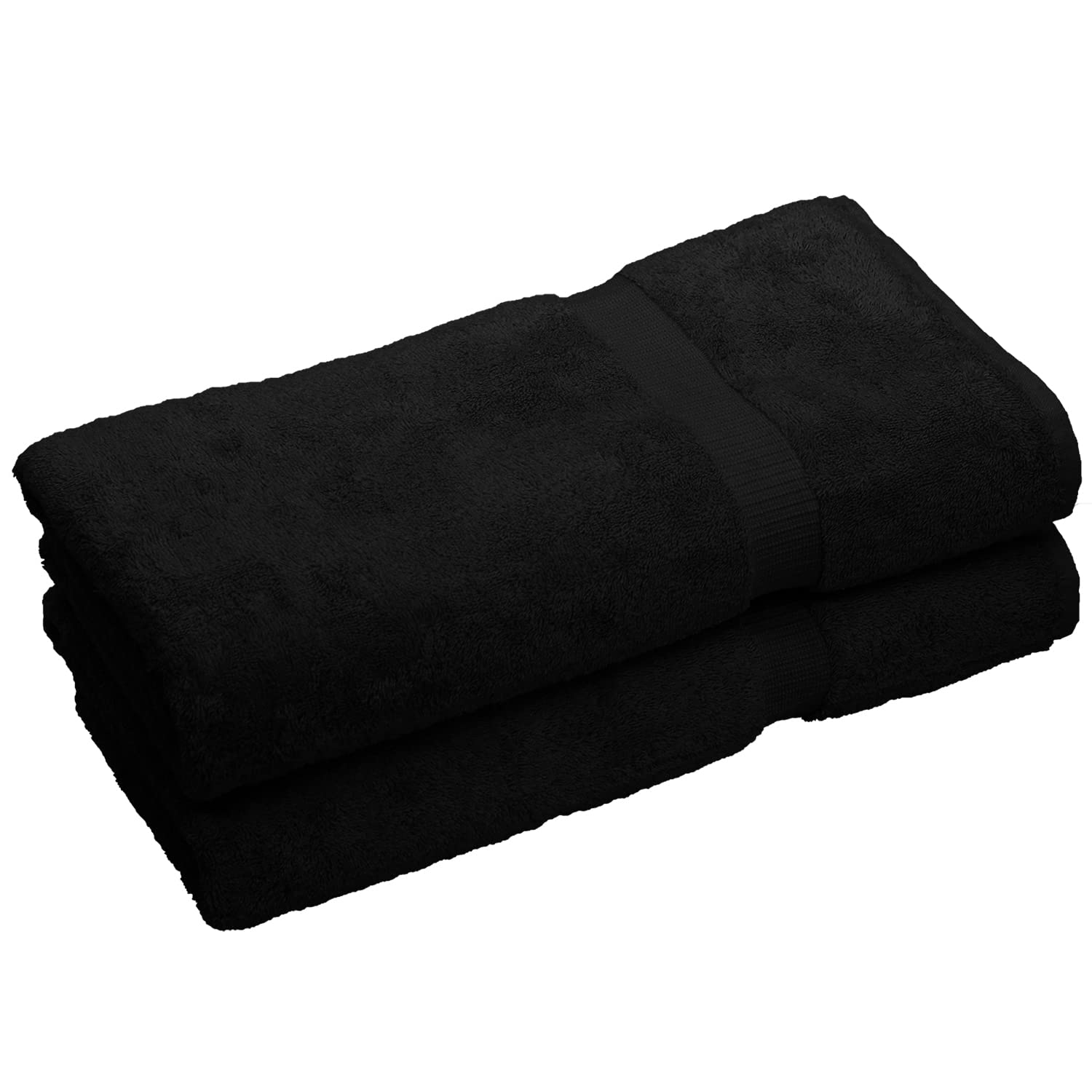 Bare Cotton Luxury Hotel & Spa Towel Turkish Bath Sheets Dobby Border | Black (Set Of 2)