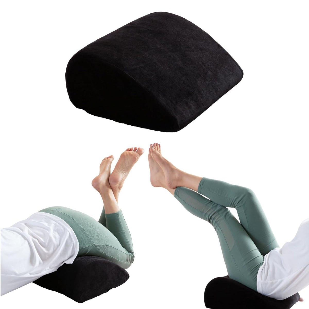 Memory Foam Pillow, Soft Inclined Bed Wedge Leg Rest Pillow, Black - 17 X 14.8 X 7 Inch | For Acid Reflux, Pregnancy, Anti Snoring, Reading, Back Pain Relief, Knee & Back Support Pillow