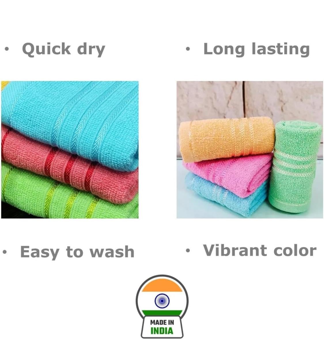 T Trendy Mart Cotton Hand Towels 900 Gsm | Cotton Towel, Multipurpose Napkins For Kitchen Towel (Multicolour) - Set Of 6