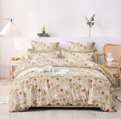 Double Bedsheet For King Size With 2 Matching Pillow Covers - 108 X 108 Inches, Beige | Glace Cotton Printed Bedsheet Lightweight, Soft & Smooth - Ideal For Home, Guest House