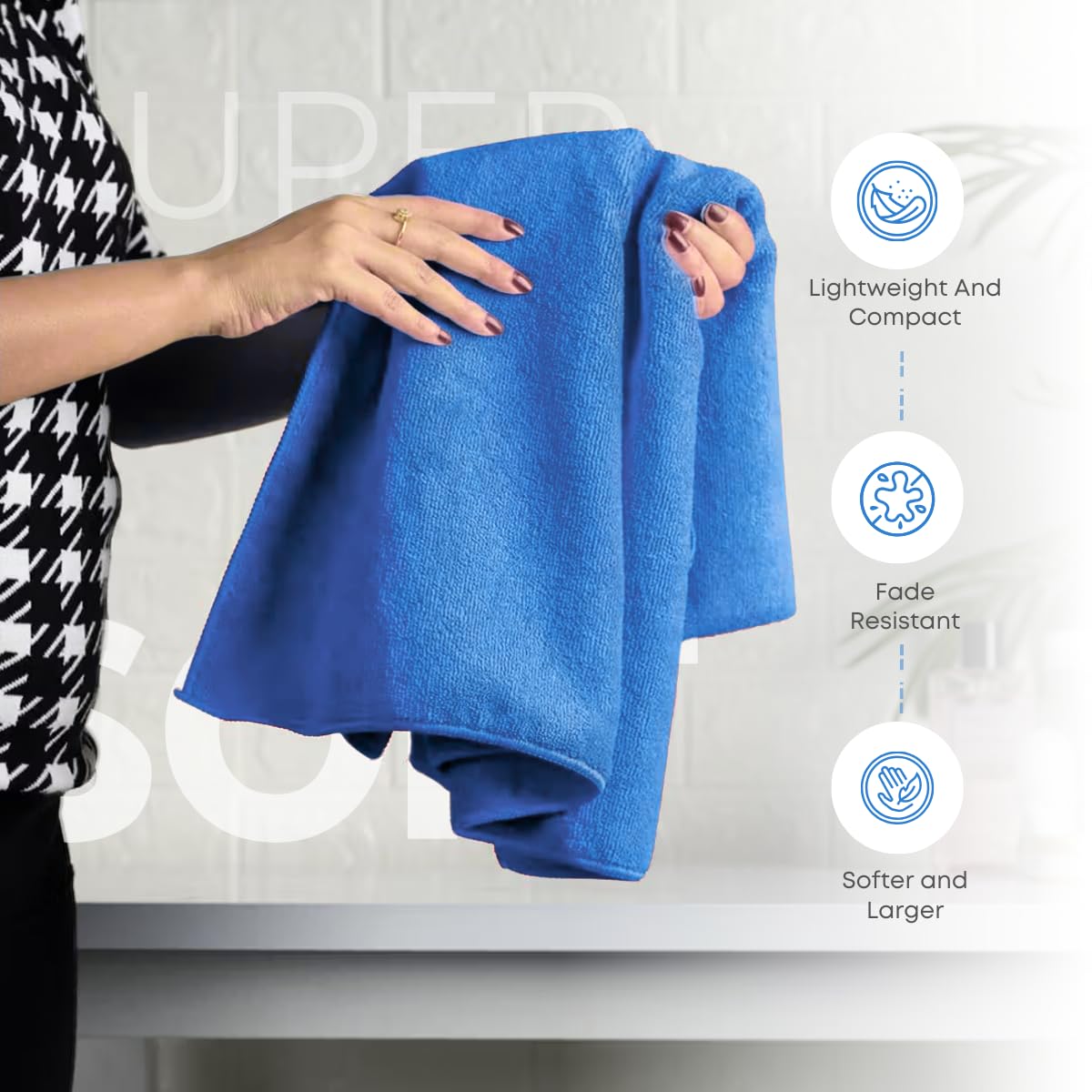 Black Gold The Finer Touch Microfiber Bath Towels 500 Gsm | Super Absorbent, Lightweight, Ultra-Soft, Fade Resistant (Sky Blue)
