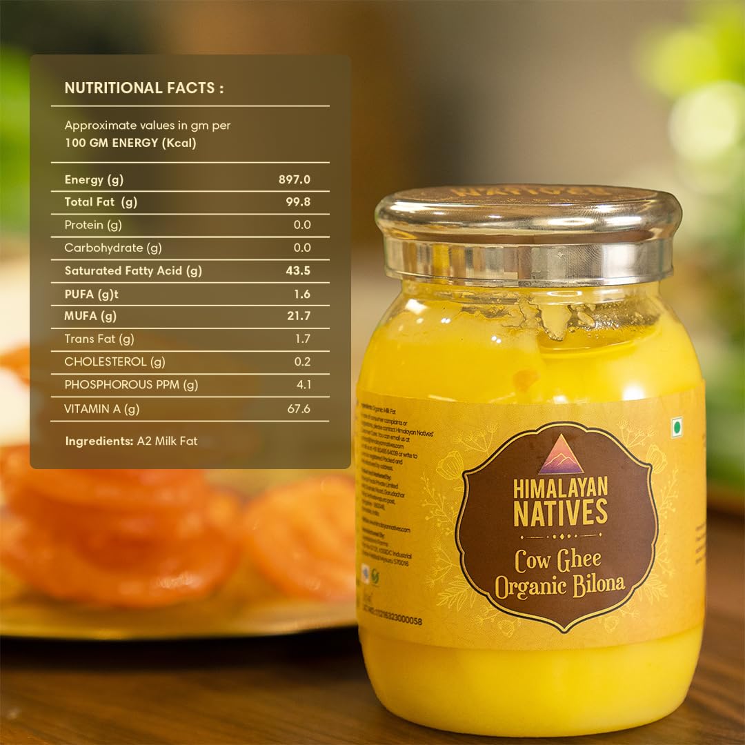 Natural Organic Bilona Cow Ghee By Himalayan Natives | Highly & Nutritious Traditional Bilona Method Cow Ghee Good For Eyes | (250ml) 8.4 Ounce | Jar Pack