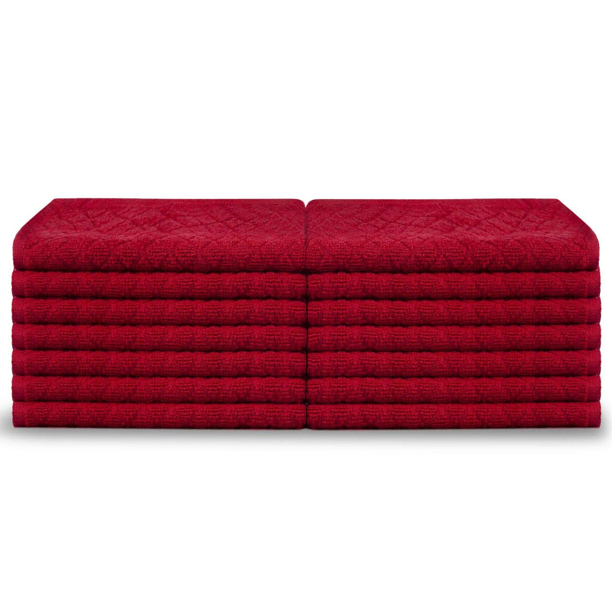 Divine Overseas Cotton Terry Dish Clothes 1200 Gsm | Soft & High Absorbent (Red) - Pack Of 12
