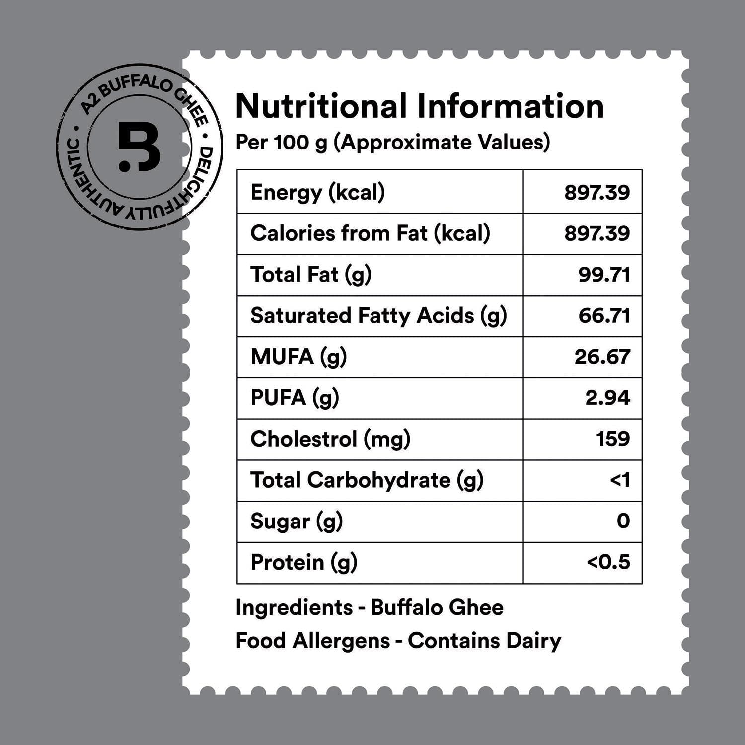 Natural A2 Buffalo Ghee By Barosi | Rich In Vitamins A, E & Healthy Cow Desi Ghee Good For Improves Digestion | (500ml) 16.9 Ounce | Jar Pack