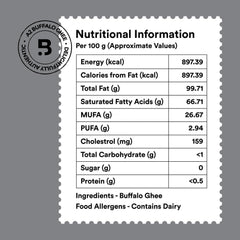 Natural A2 Buffalo Ghee By Barosi | Rich In Vitamins A, E & Healthy Cow Desi Ghee Good For Improves Digestion | (500ml) 16.9 Ounce | Jar Pack