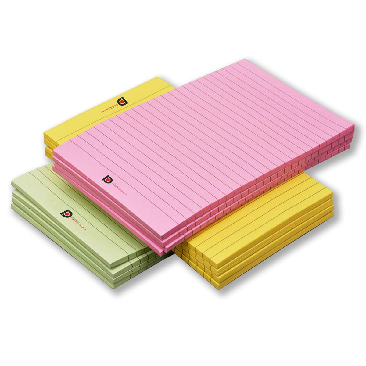 Wide Ruled 5 X 8 Inch 50-Sheet Lined Writing Note Pad For Everyday (Pink, Green, Yellow) 12pcs