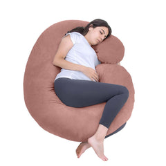 C Shape Full Body Pillow, Pregnancy Pillows For Sleeping, Soft Pillow, Peach | Maternity Pillows For Back, Hips, Legs, Belly | For Pregnant Women With Removable, Washable Peach Velvet Cover