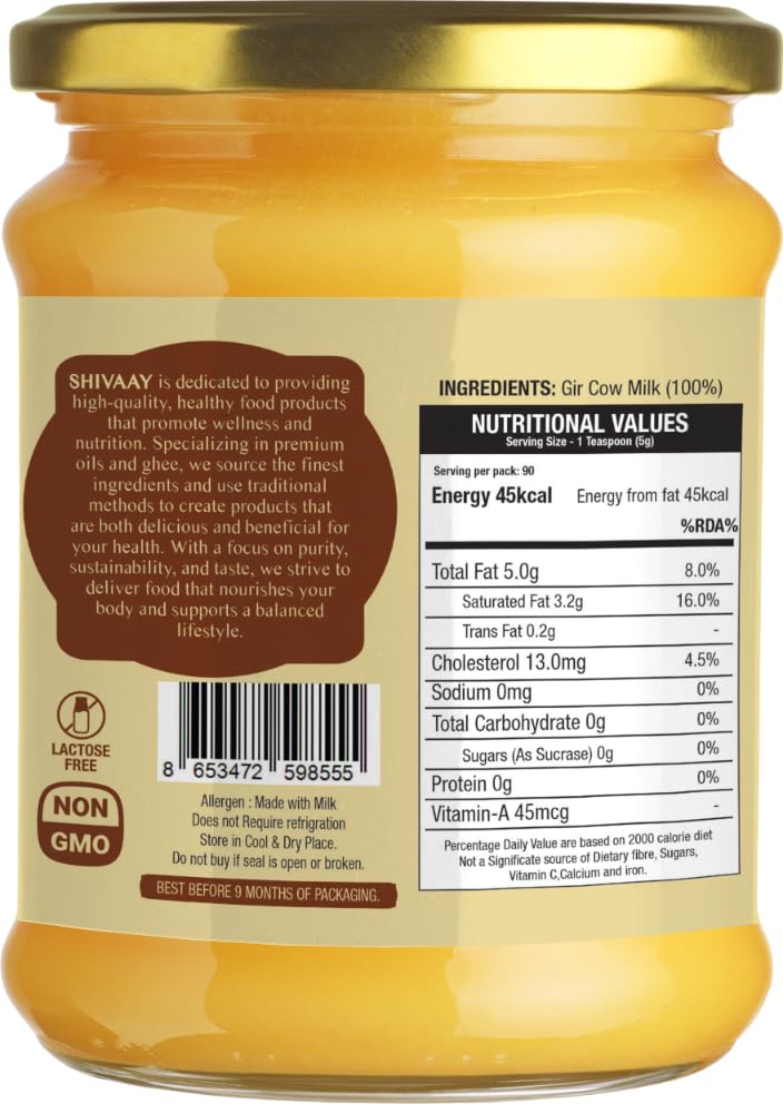 Natural Shudh Desi Bilona Ghee By Shivaay | Delicious & Nutrients Healthy Desi Ghee Good For Reduces Joint Pain | (400ml) 13.5 Ounce | Jar Pack