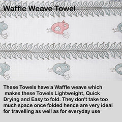 Texstylers 100% Cotton Waffle Weave Bath Towel 900 Gsm | Soft, Quick Dry, Lightweight & Absorbent Large Size Spa Towel For Bathroom, Gym, Travel (Red Bird) -Pack Of 3