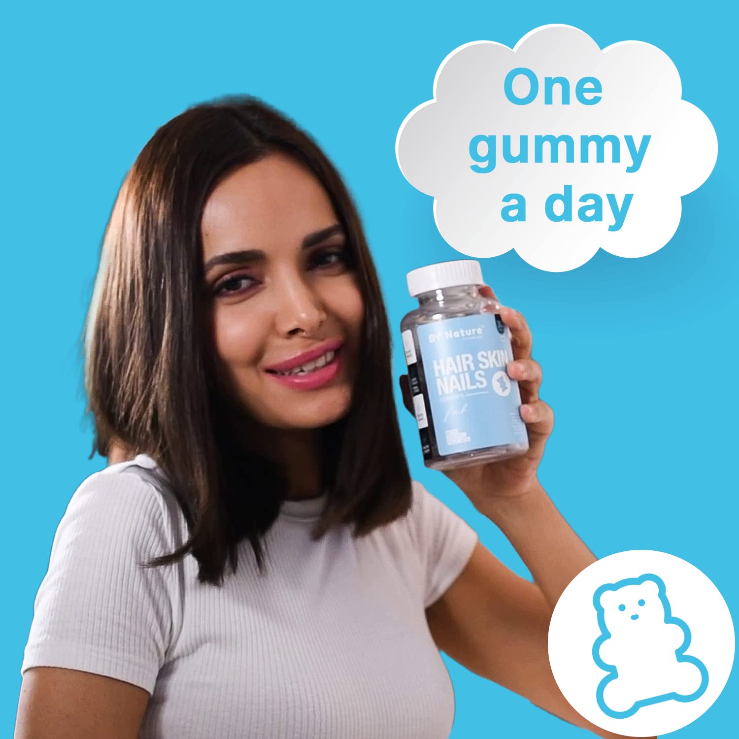 By Nature Hair Skin & Nails Vitamin Gummies , With Biotin, Folic Acid, Vitamin A, C, E, B6, B7, B9 & B12 For Hair Growth, Glowing Skin & Strong Nails | 30 Capsules , 50gm 0.1lbs