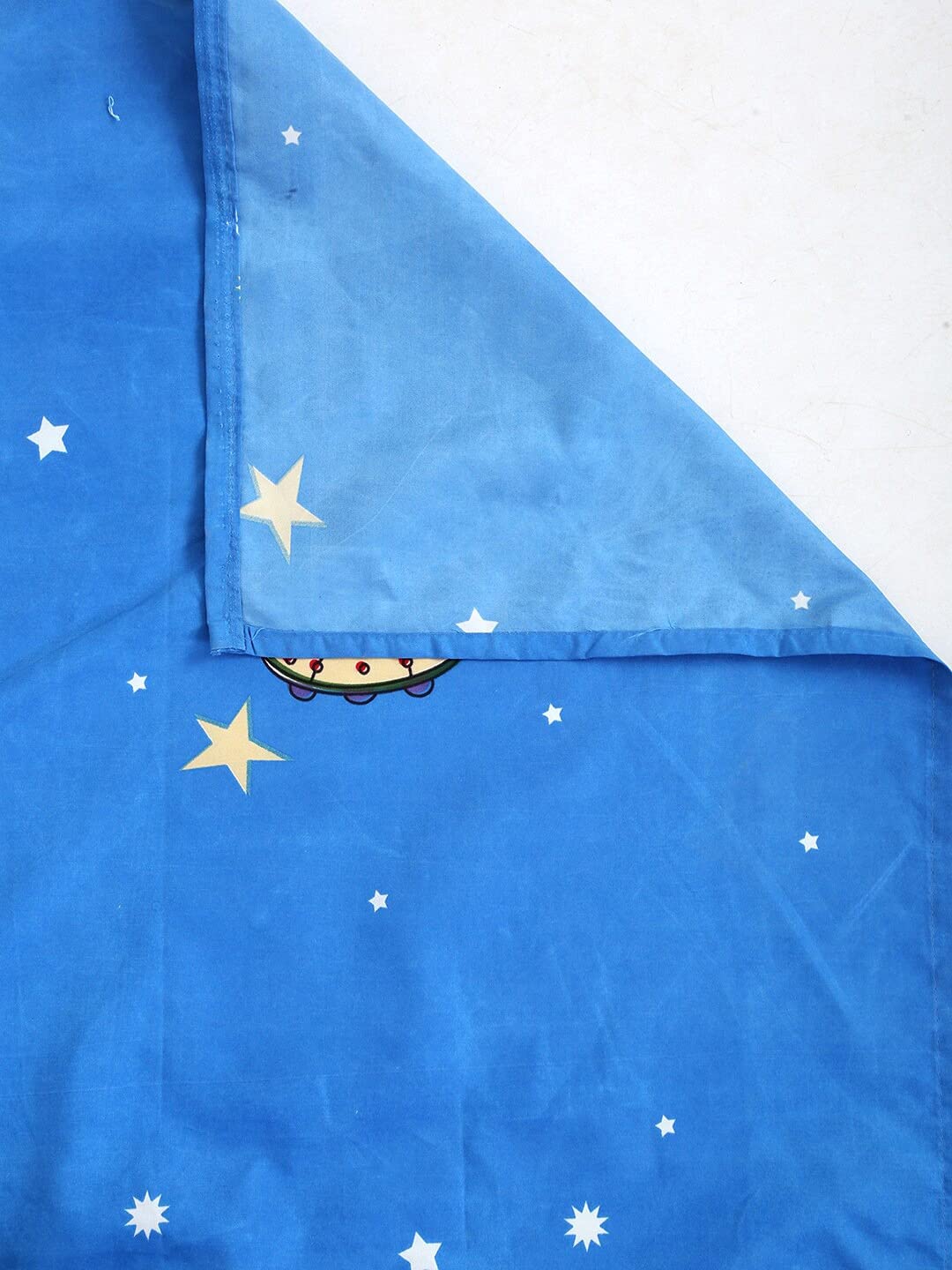 Elastic Fitted Kids Space Double Bedsheet 2 King Size Pillow Covers, Blue (90x92 Inches) | Lightweight, Soft & Breathable - Perfect For Gifting Bedsheet