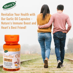 Shrey's Garlic Oil Capsules For Cardiovascular Support, Improves Digestion & Overall Health Support | 100 Capsules 100gm 0.2lbs Each Pack Of 4
