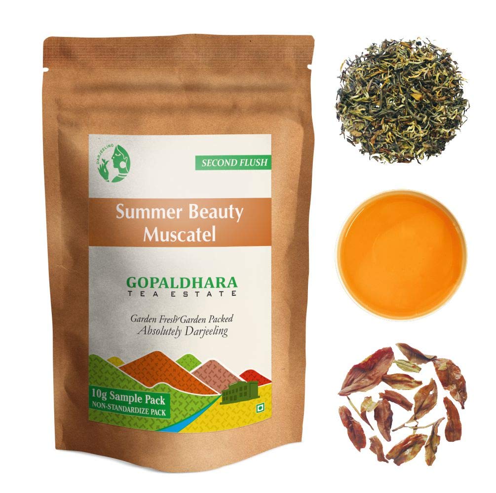 Gopaldhara Darjeeling Tea Second Flush Tea Sample Pouches - Pack Of 7 Teas X 10gm, 0.35 Ounce Each | Second Flush Low Caffeine Loose Leaves