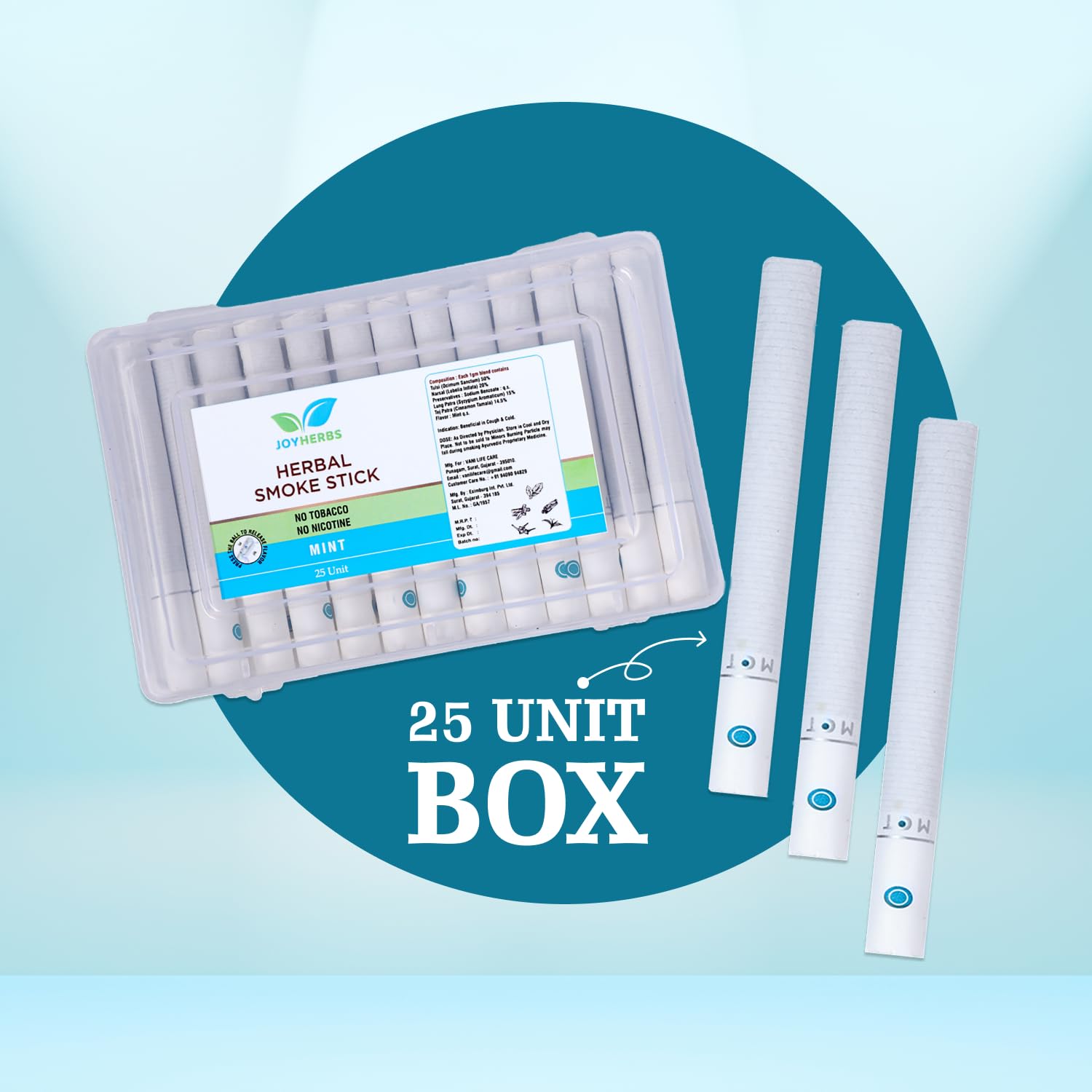 Herbals Mint Flavour Cigarette Herbal Smoke Sticks - 2 Packet 50 Sticks - Tobacco And Nicotine Free