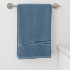Akiko Home 100% Cotton Trident Series Bath Towels | Premium, Soft, Absorbent, Quick Dry & Durable, Large Size Towel For Men & Women 400 Gsm, Pack Of 2 (Blue)