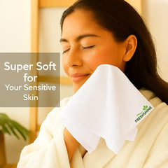Freshshine Face Towel 300 Gsm | Super Soft Quick Dry Microfiber Face Towel (White) - Set Of 2