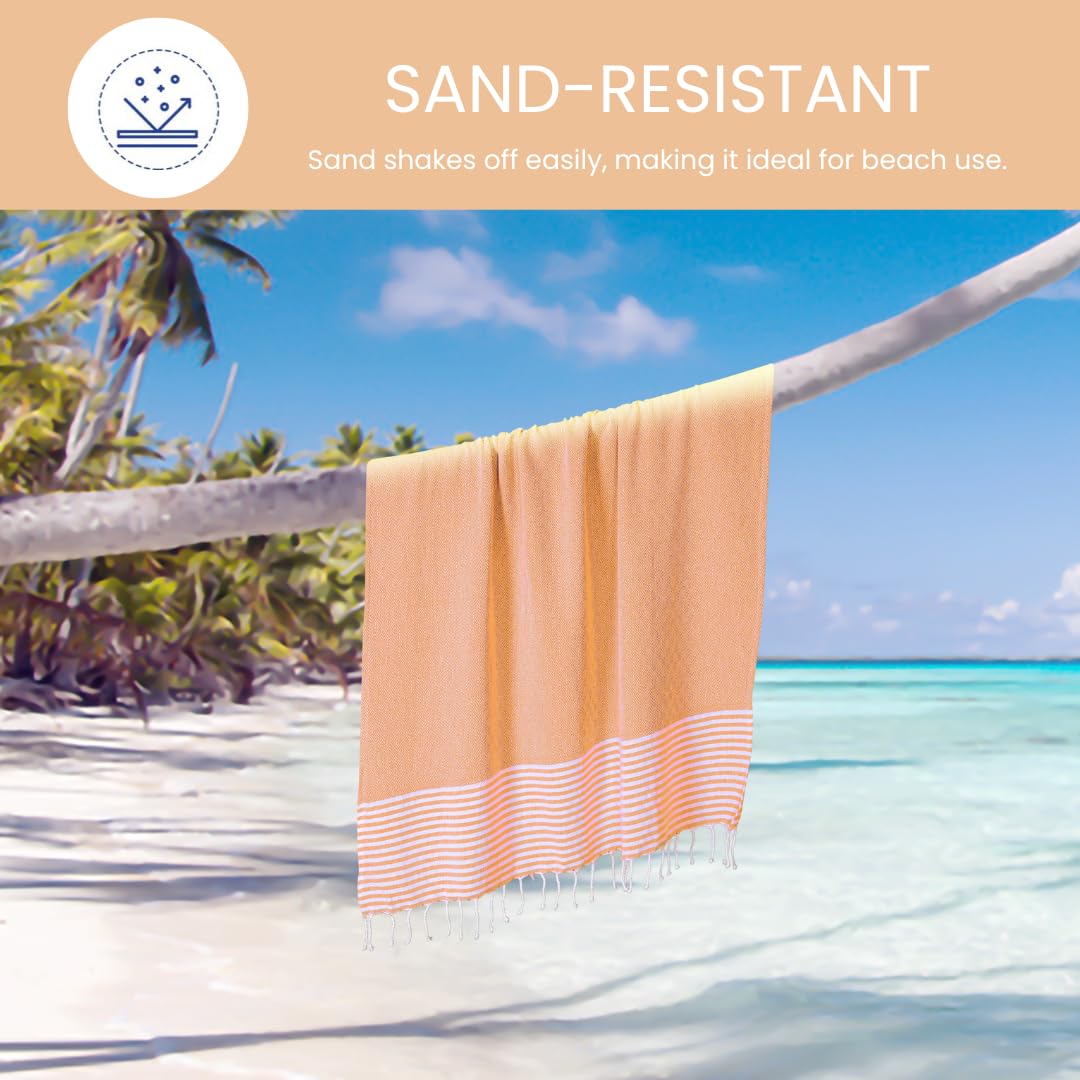 Destin Home Turkish Peshtemal Beach Towels 700 Gsm | Cotton Soft, Lightweight, Quick-Drying & Absorbent For Beach Pool Spa Picnic Travel (Yellow)- Set Of 2