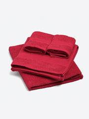Monte Carlo Solid 2 Bath Towel & 2 Hand Towel 1400 Gsm (Dark Red)
