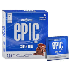 Manforce Epic Desire Super Thin For Men Silk Chocolate Flavour Condom (3 Sheets) X Pack Of 12