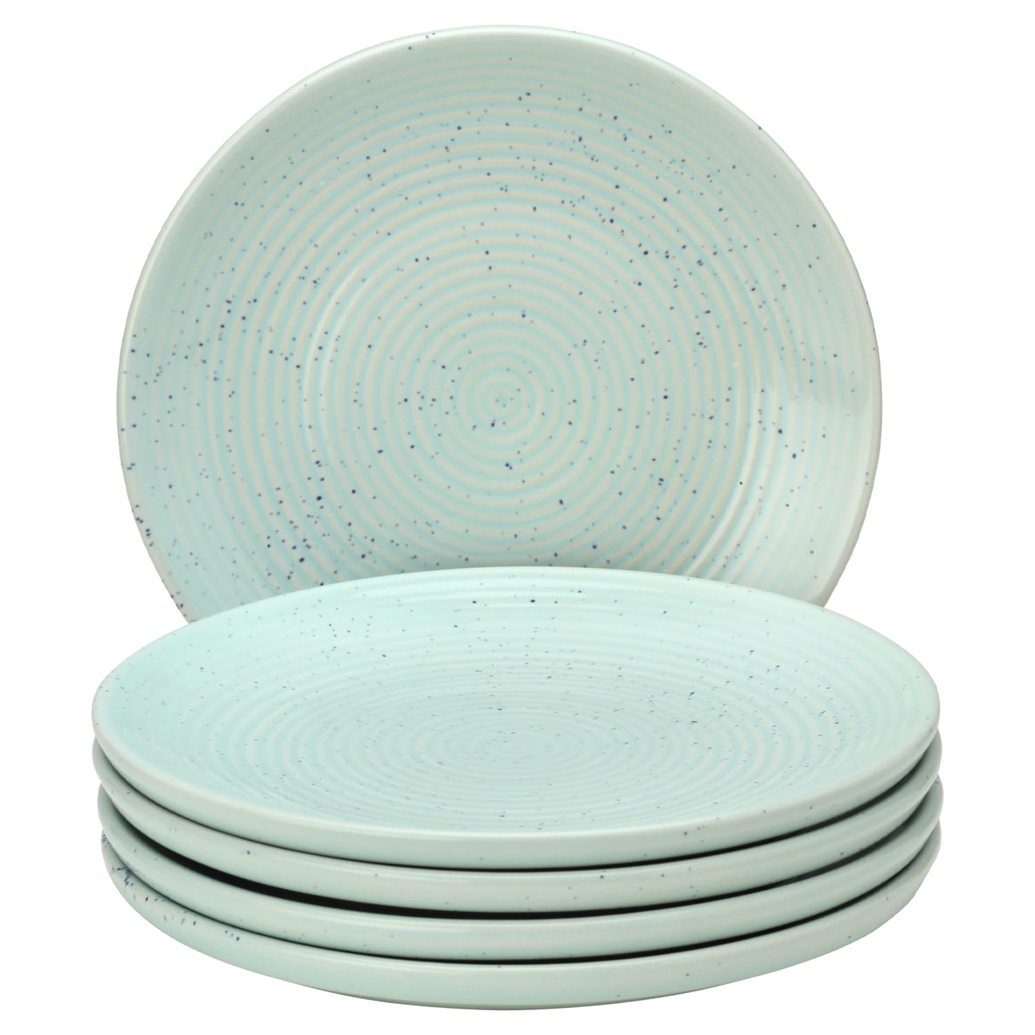 Ceramic Handcrafted Serving Small Plates Set Of 4 - 7 Inch, Mint-Green | Hand Painted, Stoneware - Dinnerware | Scratch Resistant, Microwave & Dishwasher Safe