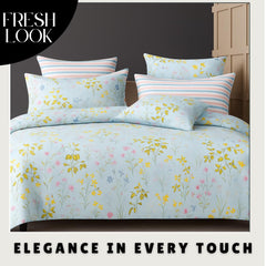 Microfiber Double Bedsheet King Size With 2 Large Size Pillow Covers | Size 108x108+9 Inches, Pastel Sky Blue | Perfect For Daily Use, All-Season Use Or Gifting Bedsheet