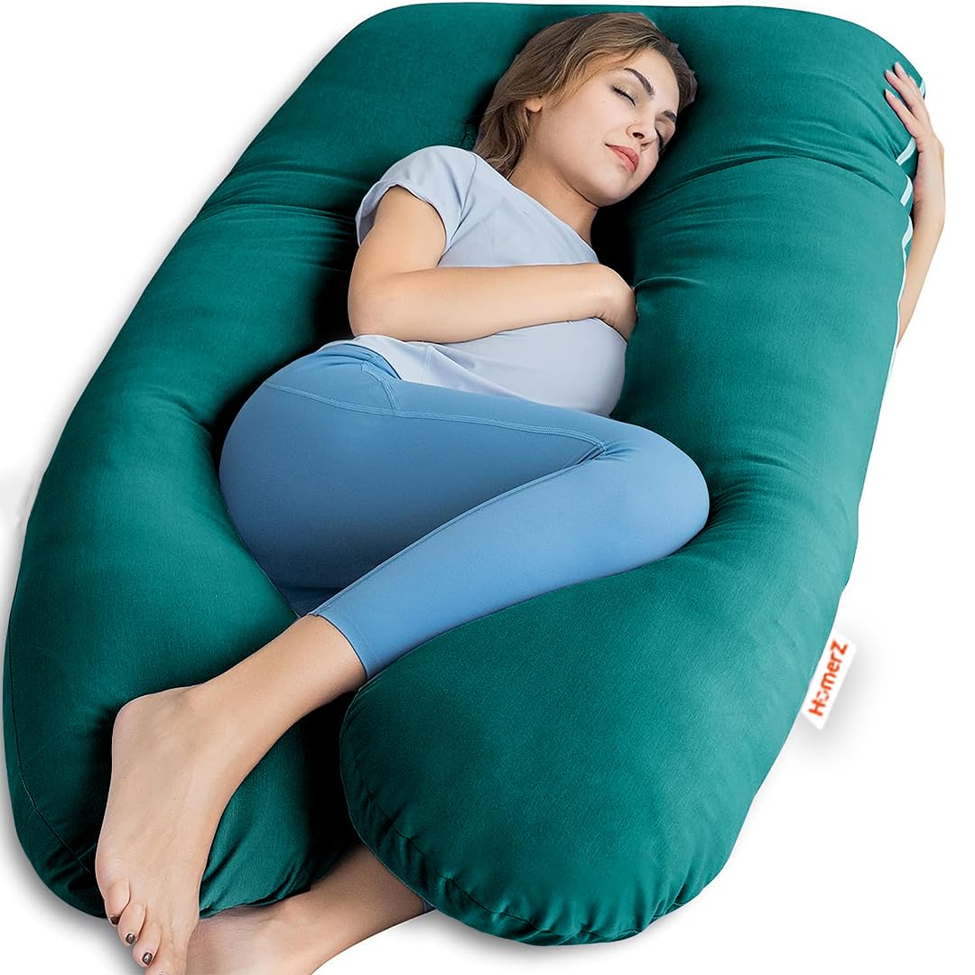 U Shaped Pillow, Pregnancy Pillow For Pregnant Women, Maternity Pillow, Green Color | Pregnancy Gifts For Women, Maternity Soft Pillows For Pregnancy Sleeping, Washable Velvet Cover