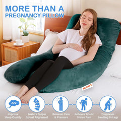 U Shaped Pillow, Pregnancy Pillow For Pregnant Women, Maternity Pillow, Green Color | Pregnancy Gifts For Women, Maternity Soft Pillows For Pregnancy Sleeping, Washable Velvet Cover