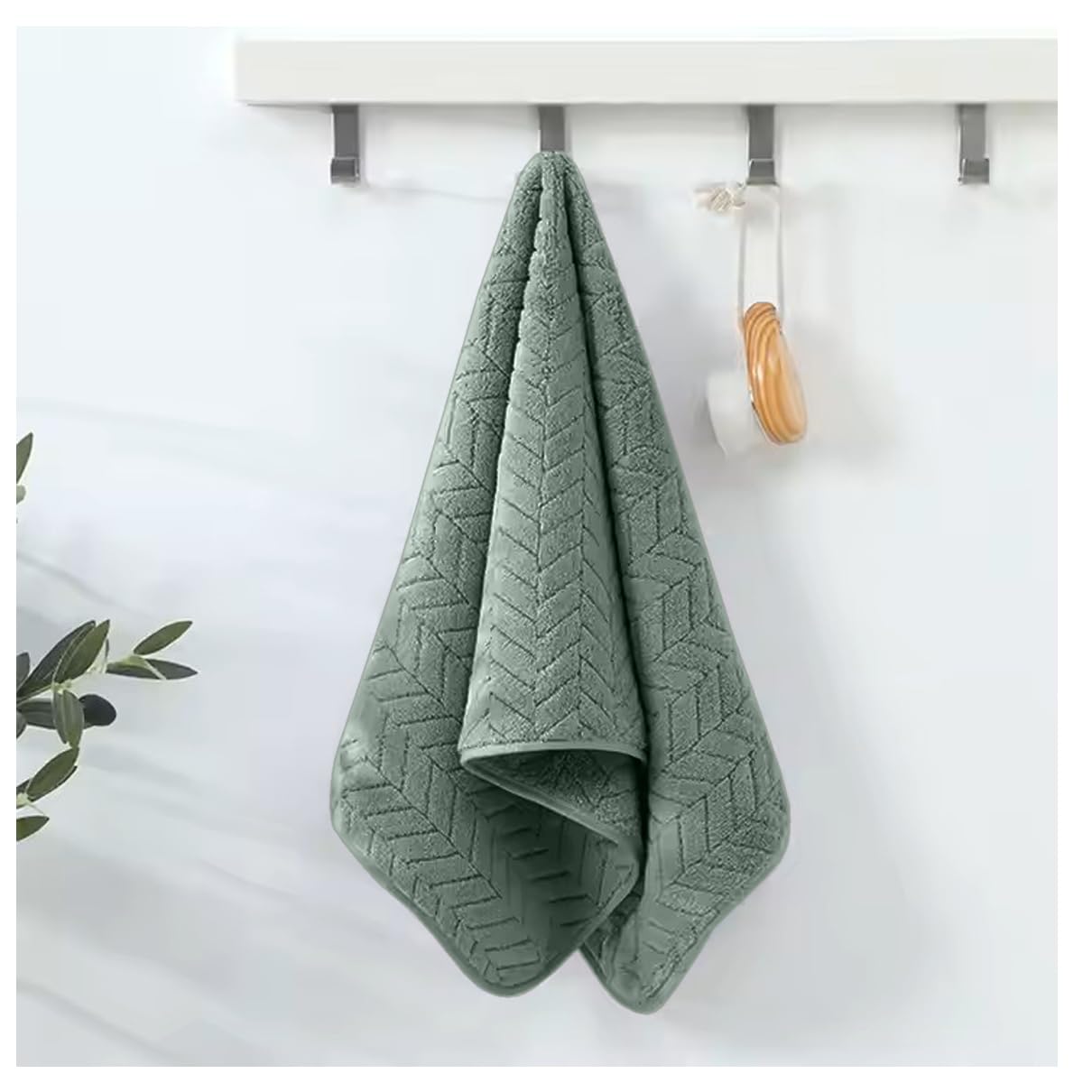 Housse Microfiber Nova Coral Fleece Hand Towel 800 Gsm | Ultra Soft Super Absorbent Towels For Gym, Yoga & Beach (Green) - Pack Of 4