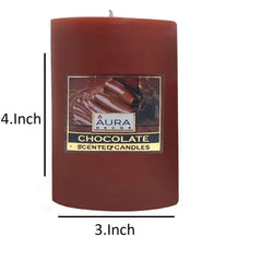 CHOCOLATE HIGHLY FRAGRANCE PILLAR CANDLE 4INCH | FOR HOME DECOR CANDLE