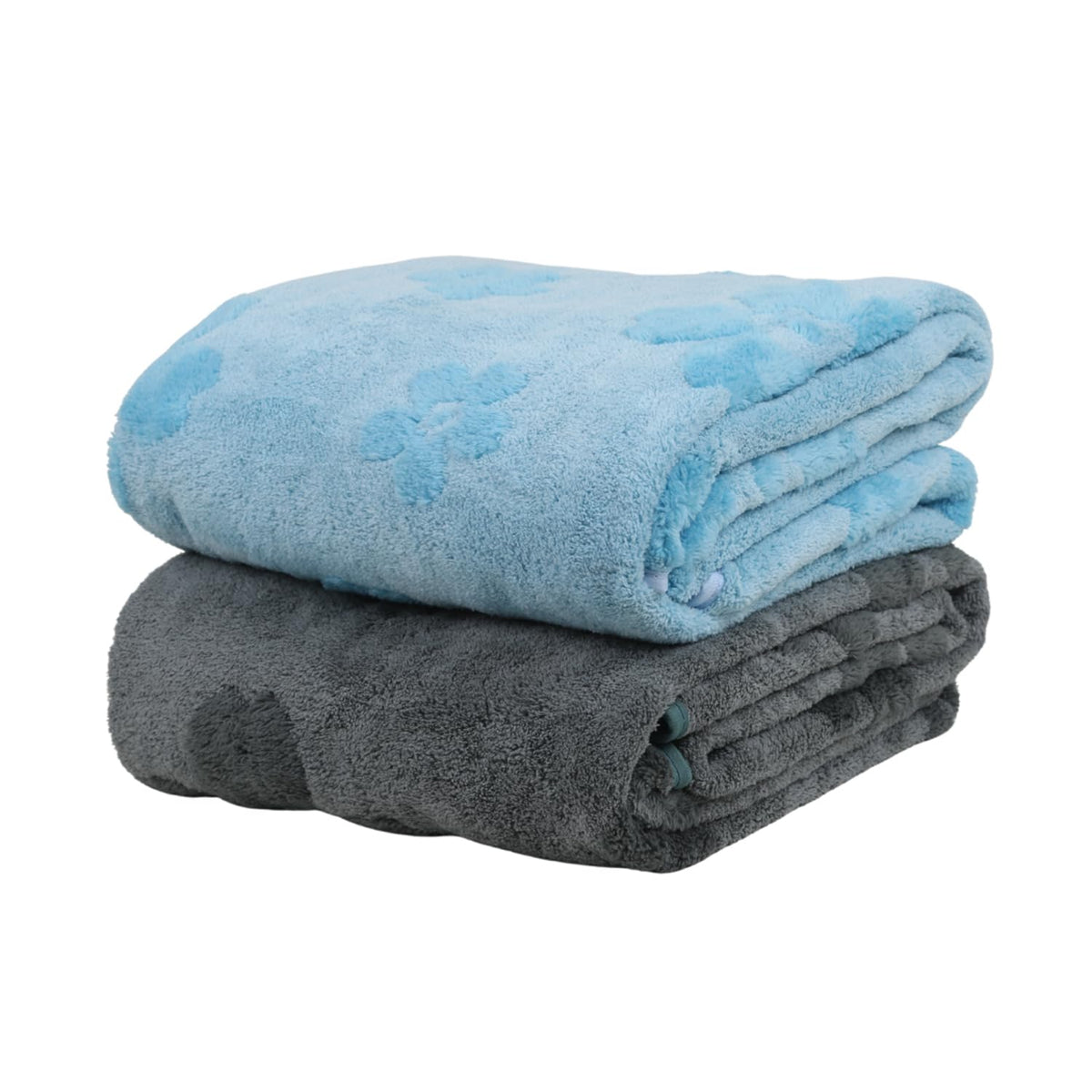 Hanker Ultra Luxury Large Size Plush Bath Towel 1000 Gsm | Blossom Super, Very Soft On Skin, Luxurious Fabric, Pure Polyamide Bath Towel (Dazzling Blue & Jungle Green) - 2 Pcs