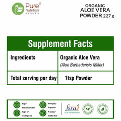 Pure Nutrition Organic Aloe Vera Powder 100% Organic, Supports Digestive Health, Promotes Skin Wellness, Hydrates & Nourishes, Convenient Powder, 227gm 0.5lbs