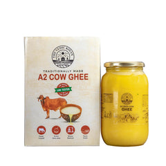 Organic Natural A2 Cow Vedic Bilona Ghee By The Vedic Kisan | Great Source Of Vitamins & Minerals Healthy Nutrients Desi Cow Ghee Perfect For Boondi Laddu | (1 Litre) 33.8 Ounce | Jar Pack