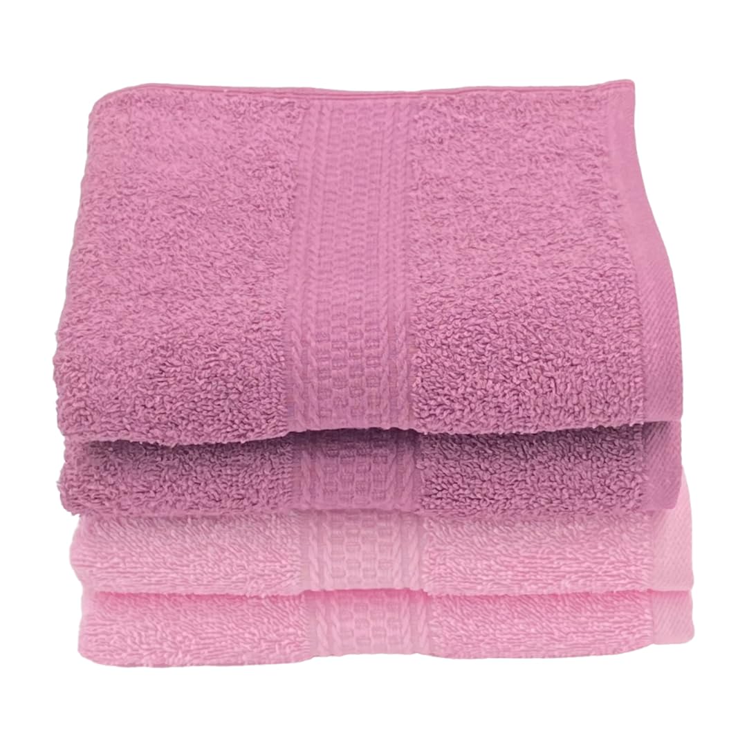 Patpug 100% Indian Ultra Soft Cotton Hand Towel 800 Gsm | For Gym, Workout, Yoga, Wash Basin (Mahogany & Baby Pink) - 4 Piece