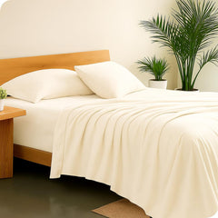Double Bedsheet For Queen Size With 2 Matching Pillow Cover - 90 X 100 Inches, Ivory | Breathable & Durable, Soft Touch & Perfect For All Seasons