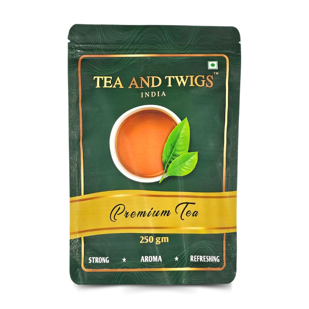 Tea And Twigs Premium Tea - Pack Of 4 X 250gm, 8.8 Ounce Each | Premium Second Flush CTC Chai Patti & 100% Natural Spices - Kadak Black Tea | Medium Caffeine Assam Tea