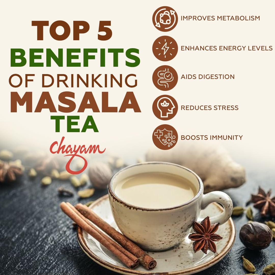 Chayam Masala Tea - 100gm Tin, 3.5 Ounce | Indian Masala Chai With Real Masala - No Added Flavour | Spiced Masala Infused With Premium Black CTC Tea - High Caffeine