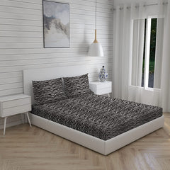 100% Cotton Bedsheet Set For Double Bed - 88 X 100 Inches, Black | 1 Double Bed Sheet & 2 Pillow Covers - Gift For Weddings Or Birthdays Queen Size