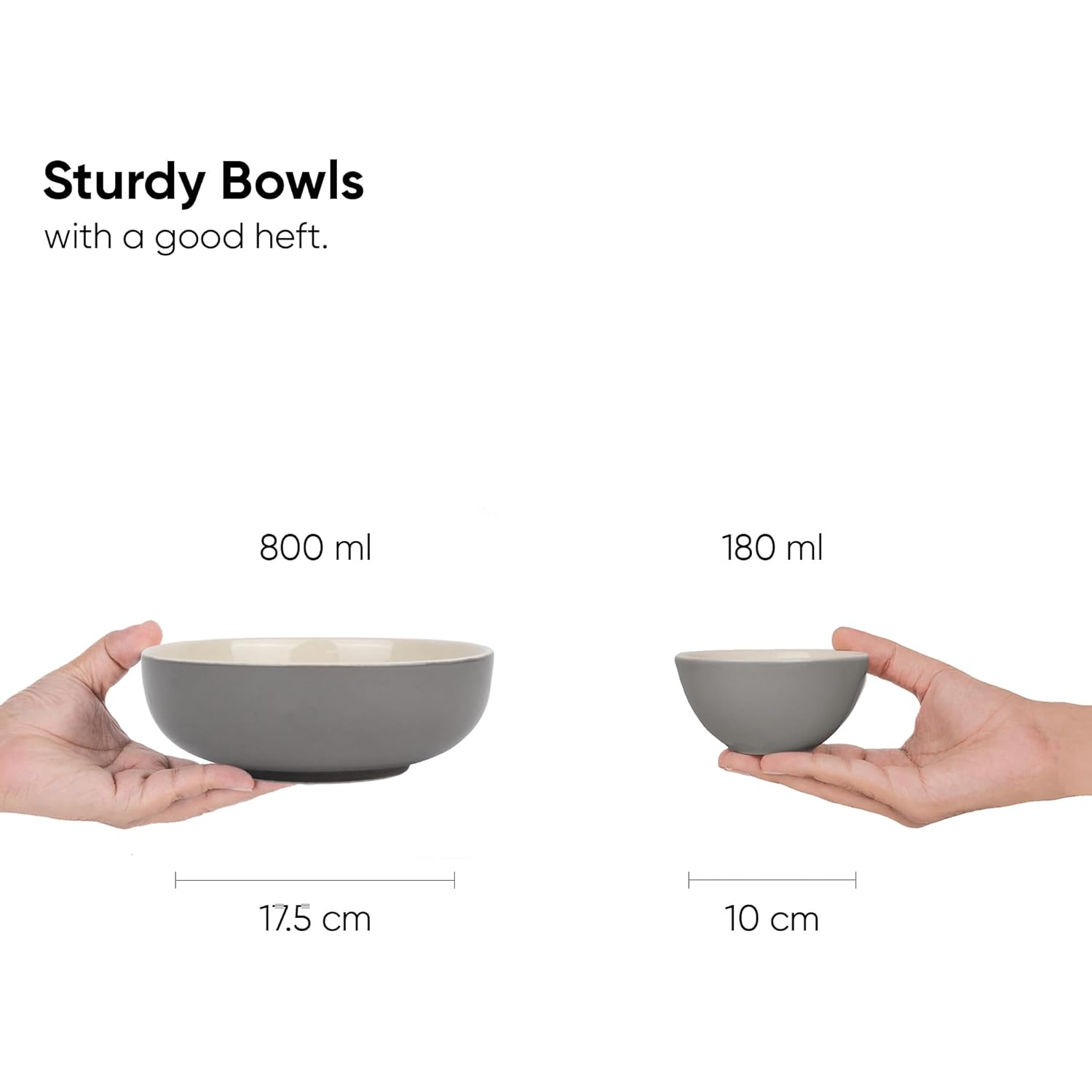 Ceramic Dinner Set Of 20 Pcs, Grey | Crockery Set For Dining Table - Glossy Finish Premium Stoneware | 6 Dinner Plates + 6 Quarter Plates+ 6 Veg Bowls, 180ml Each+ 2 Medium Bowls, 800ml Each