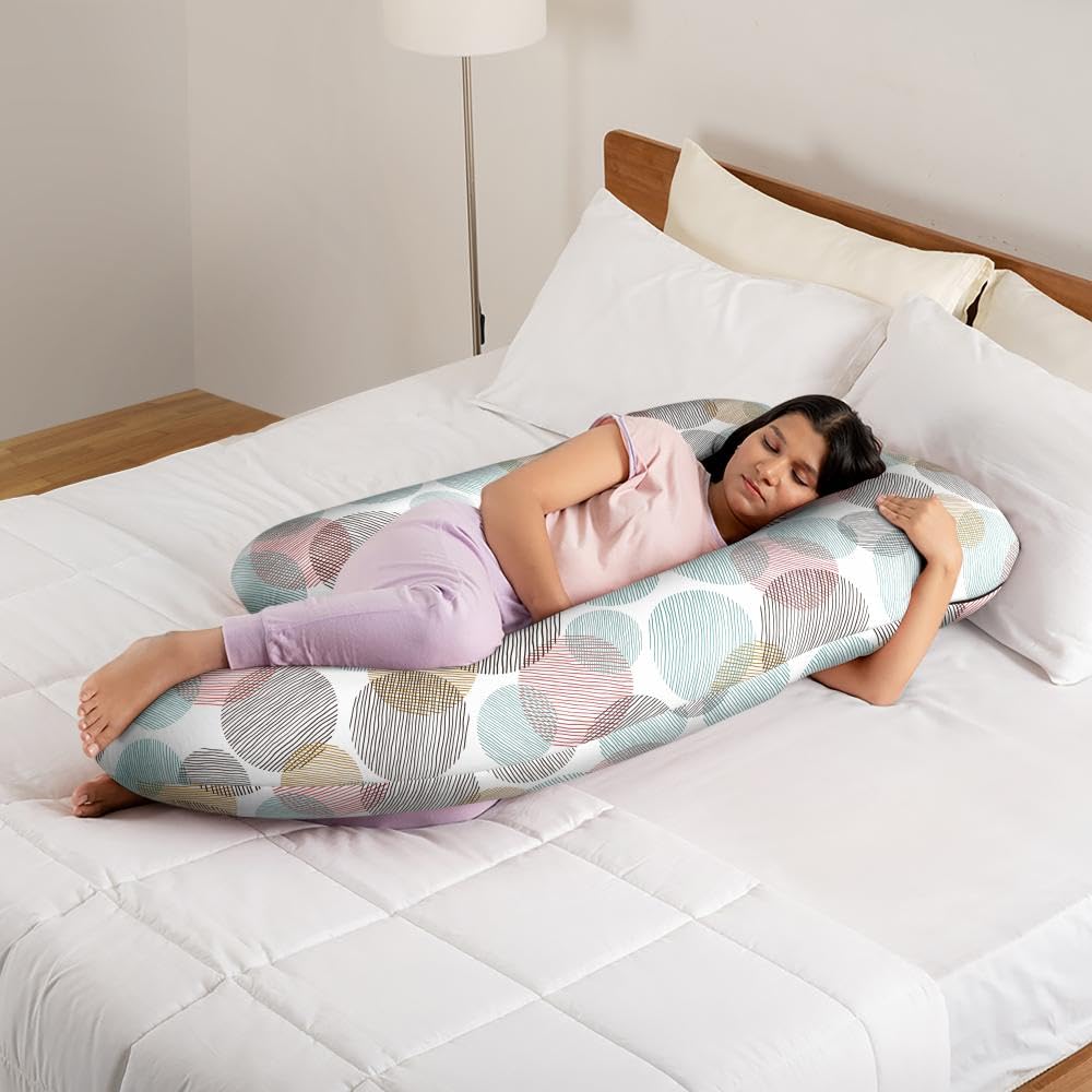 Pregnancy Pillow, G Shaped Pillow, Maternity Pillow For Sleeping - Moonshine | 100% Cotton Pillow For Pregnant Mothers With Breathable & No Heat Fabric - Full Body Support For Better Sleep