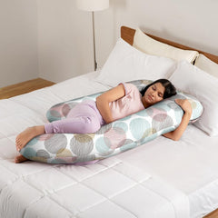Pregnancy Pillow, J Shaped Pillow, Maternity Pillow For Sleeping - Moonshine | 100% Cotton Pillow For Pregnant Mothers With Breathable & No Heat Fabric - Full Body Support For Better Sleep