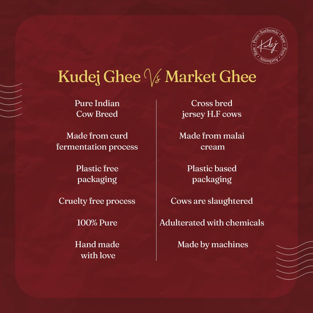 100% Pure Himalayan A2 Desi Badri Cow Ghee By Kudej | Rich In Nutrients Healthy Desi Ghee Helps To Boosts Brain Memory | (250ml) 8.4 Ounce | Jar Pack