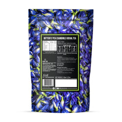 Blue Tea Butterfly Pea Flower Chamomile Herbal Tea - 30 Pyramid Tea Bags | Sun Dried Flower Antioxidant Tea - Caffeine Free, Detox Tea | No Added Colors, Aparajita - Shankhpushpi, Zipper Pack