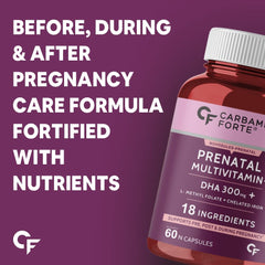 Carbamide Forte Prenatal Multivitamin For Pregnancy With 300mg Dha & 18 Ingredients | 60 Capsules , 100gm 0.2lbs