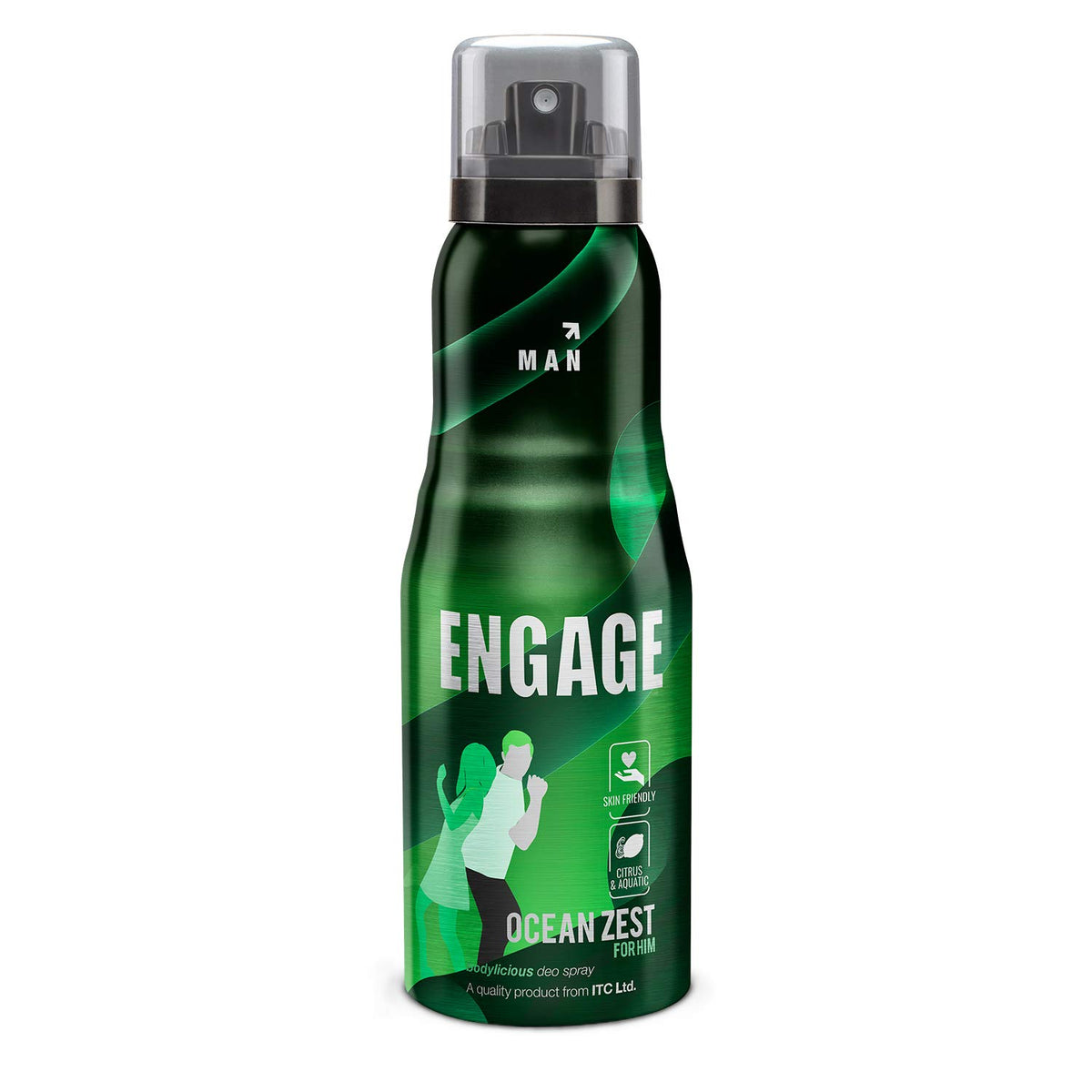 Engage Ocean Zest Deodorant For Men | Citrus And Aquatic Skin Friendly 165ml 5.5 Fl.oz.