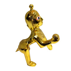 Laddu Gopal Idol, Baby Krishna Bal Gopal Ji Murti, Brass, Gold, Size - No.1, Thakur Ji Petal Idol, Janmashtami Special For Home Temple, Occasion & Festivals, Handmade Kanha Ji Statue