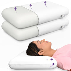 Memory Foam Pillow, Orthopedic Pillows For Neck Pain Relief, King Size - 5 Inch High | Adjustable, Compressible, Removable Cover, Breathable, For Head & Shoulder Pain Relief - Pack Of 2